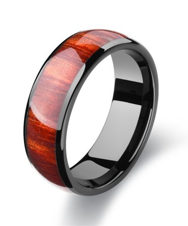 Stainless Steel Inlaid Wood Grain Ring
