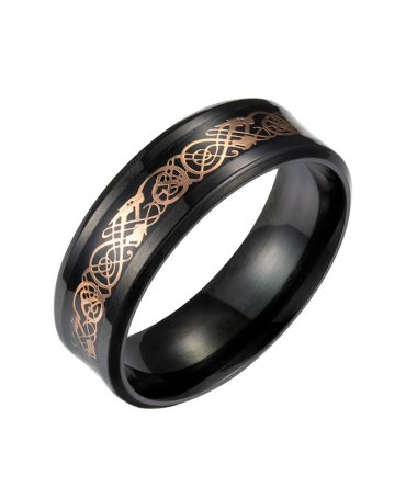 Popular Titanium Steel Plated Black Dragon Pattern Ring Stainless Steel Blue Men's Ring