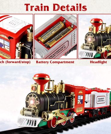 Electric Train Set Kid Toy Xmas Steam Train Kit Tree Surround Track Battery Operated