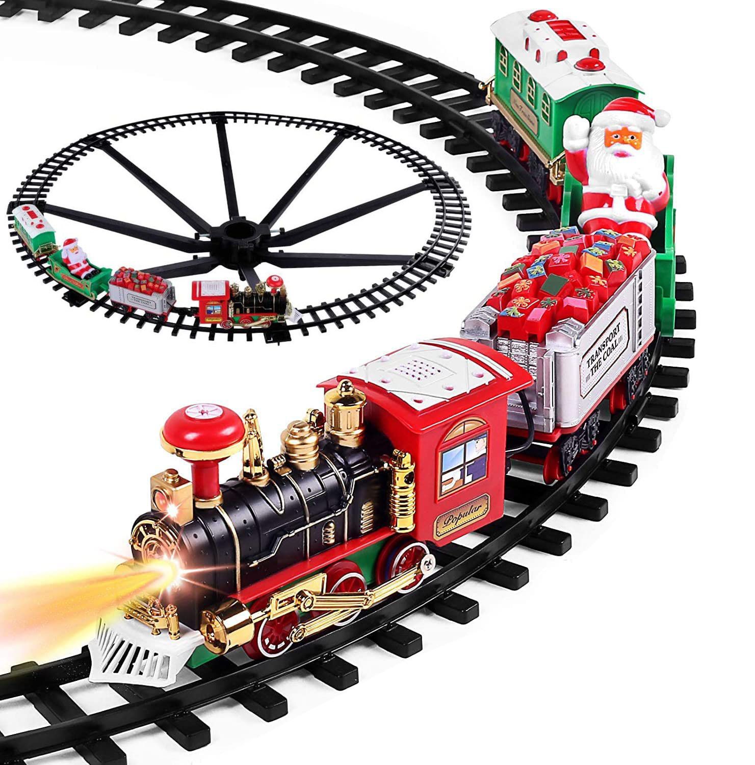Electric Train Set Kid Toy Xmas Steam Train Kit Tree Surround Track Battery Operated - Image 11