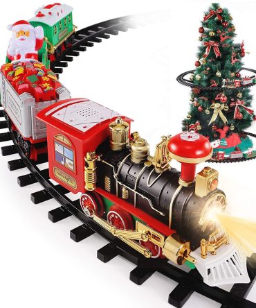 Electric Train Set Kid Toy Xmas Steam Train Kit Tree Surround Track Battery Operated