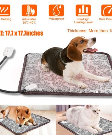 Pet Heating Pad Dog Cat Electric Heating Mat Waterproof Adjustable Warming Blanket