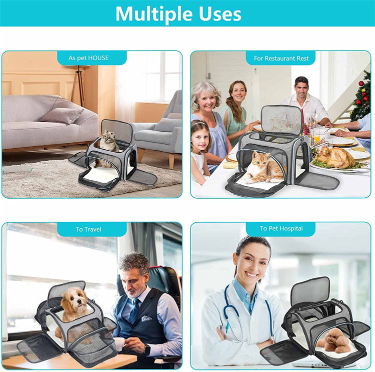 Outdoor dog portable handbag; 4 Sides Expandable Cat Carrier Bag with Removable Fleece Pad; Dog Carrier for Cats; Puppy and Small Dogs - Image 20