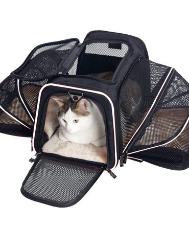 Outdoor dog portable handbag; 4 Sides Expandable Cat Carrier Bag with Removable Fleece Pad; Dog Carrier for Cats; Puppy and Small Dogs