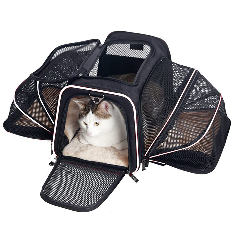 Outdoor dog portable handbag; 4 Sides Expandable Cat Carrier Bag with Removable Fleece Pad; Dog Carrier for Cats; Puppy and Small Dogs - Image 9