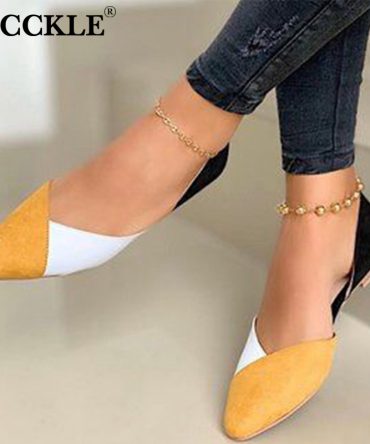 Women's Ballet Flats Loafers Autumn Flat Shoes for Women Pointed Toe PU Slip on Shallow Casual Mixed Color Ladies Shoe