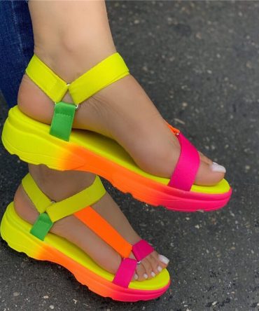 Colorful Wedge Sandals Summer Women Korean Style Fashion Breathable Plus Size Soft Bottom Platform Slippers Sandalias Para Mujer
