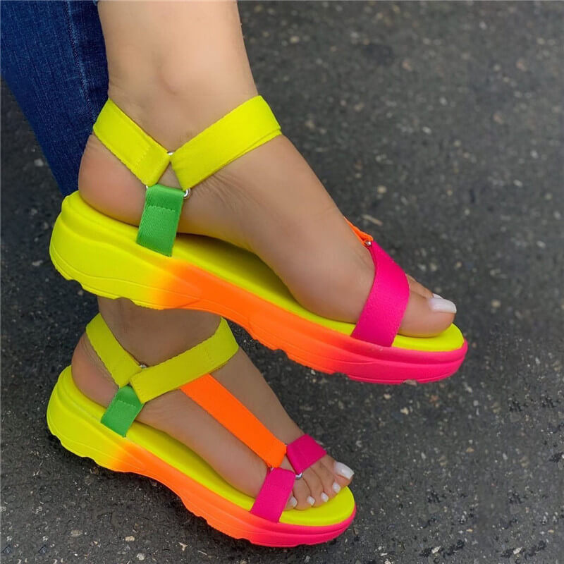 Colorful Wedge Sandals Summer Women Korean Style Fashion Breathable Plus Size Soft Bottom Platform Slippers Sandalias Para Mujer - Image 74