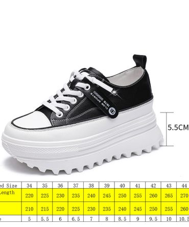 Fujin 5.5cm Genuine Leather Platform Wedge Shoes Chunky Sneaker White Casual Shoes Comfortable Breathable Spring Autumn Shoes
