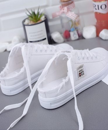 New 2019 Spring Summer Women Canvas Shoes flat sneakers women casual shoes low upper lace up white shoes