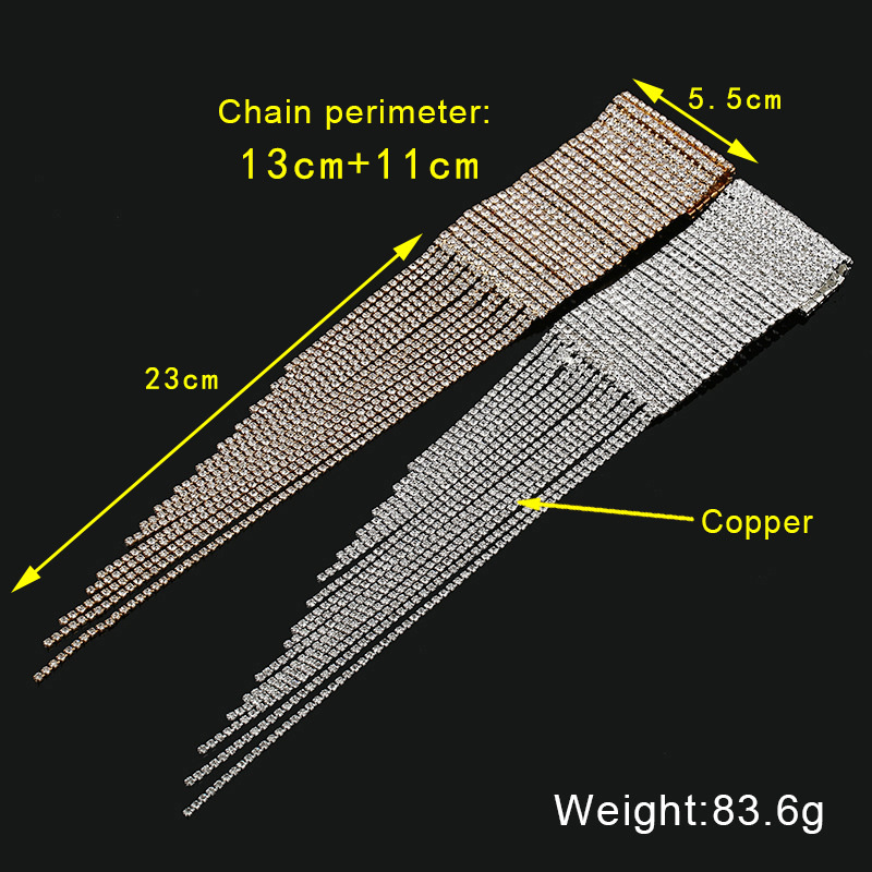 Exaggerated Luxury Fashion Multi-row Multi-layer Flash Diamond Shiny Big Tassel Nightclub Stage Performance Bracelet Bracelet Women - Image 3