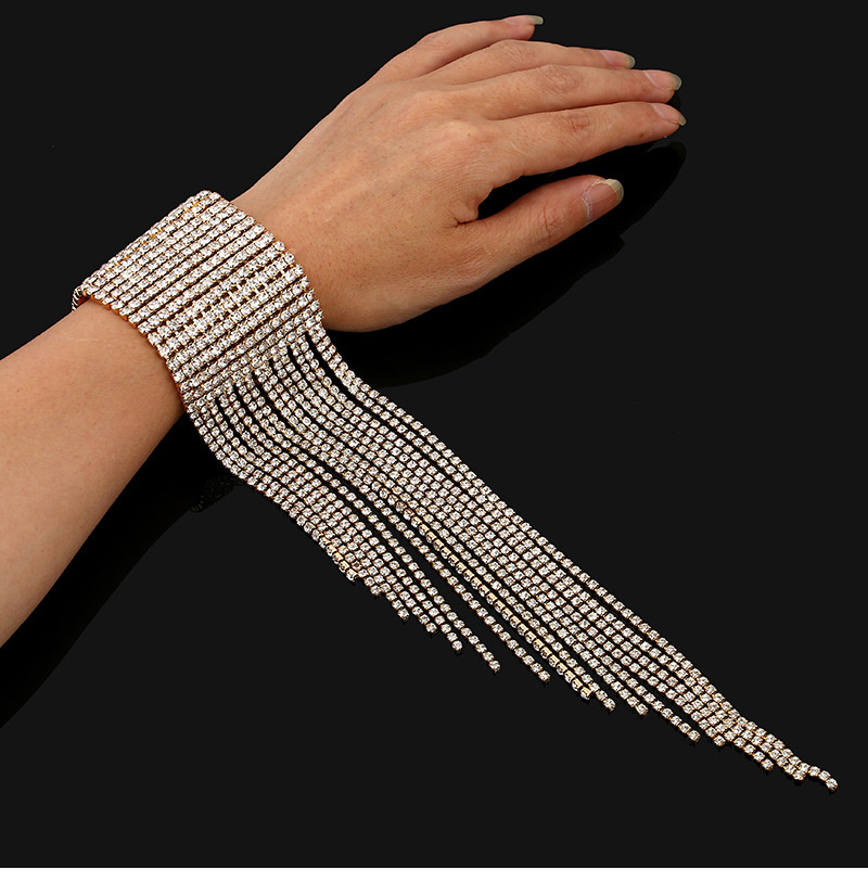 Exaggerated Luxury Fashion Multi-row Multi-layer Flash Diamond Shiny Big Tassel Nightclub Stage Performance Bracelet Bracelet Women - Image 4