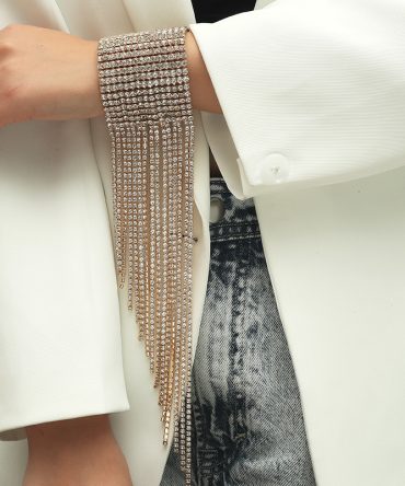 Exaggerated Luxury Fashion Multi-row Multi-layer Flash Diamond Shiny Big Tassel Nightclub Stage Performance Bracelet Bracelet Women