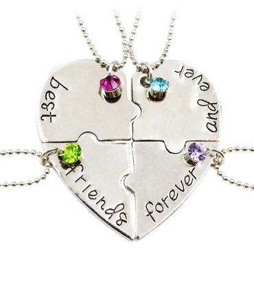 4pcs/set BFF Friend Necklace Heart Shape Puzzle Hand Stamped Friendship
