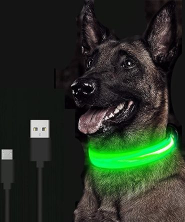 LED Glowing Dog Collar Rechargeable Luminous Collar Adjustable large Dog Night Light Collar Pet Safety Collar for Small Dogs Cat ,halloween pet collar