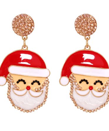 2022 Gold Plated Christmas Earrings Rhinestone Pearl Santa Claus Earrings For Women Jewelry