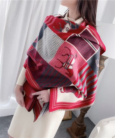 Imitation Cashmere Warm Carriage Scarf Women Double-sided Two-color Shawl Long Warm Scarf