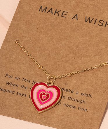 Rainbow Heart Gradient Pendant Titanium Steel Ball Clavicle Necklace