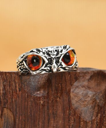 Owl Multicolor Eye Ring Vintage Open Adjustable Rings