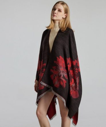 Ladies Double Sided Shawl Shawl Jacquard Split Thickened Warm Split Shawl Cape