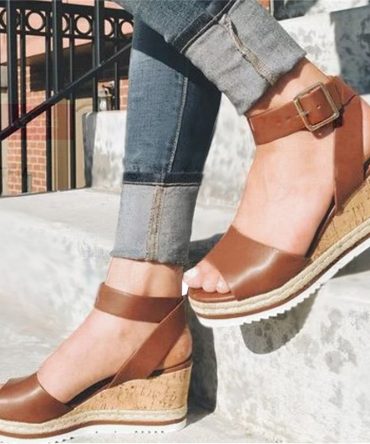 Retro Womens Fashion Open Toe Ankle Platform Wedges Shoes Ladies Roman Sandals Buty Damskie Wedges Shoes Mujer 2022 erf45