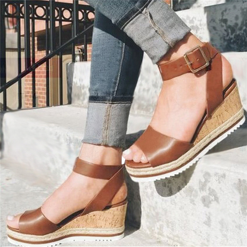 Retro Womens Fashion Open Toe Ankle Platform Wedges Shoes Ladies Roman Sandals Buty Damskie Wedges Shoes Mujer 2022 erf45 - Image 46