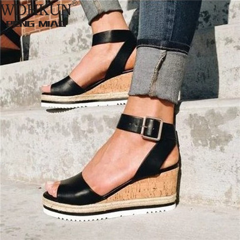 Retro Womens Fashion Open Toe Ankle Platform Wedges Shoes Ladies Roman Sandals Buty Damskie Wedges Shoes Mujer 2022 erf45 - Image 105