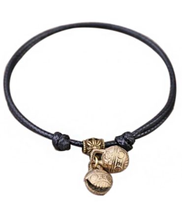 Adjustable Pet Collar with Bell Pendant Lightweight Dog Cat Collar 7-11 inches, Black rope