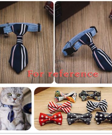 Adjustable Deep Blue Stripe Dog Cat Neck Tie Decorative Gentleman Dog Collar 6-11 Inches