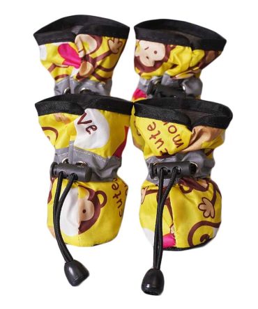 4 Pcs Yellow Cute Dog Shoes Foot Covers Rain Shoes Puppy Cat Waterproof Pet Shoes, 4#