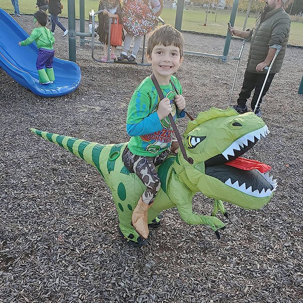 New Hot Sale Funny Child Adult Inflatable Riding Green Dinosaur Cosplay Costume Kids Fancy Dress Halloween Holiday Theme Party - Image 13