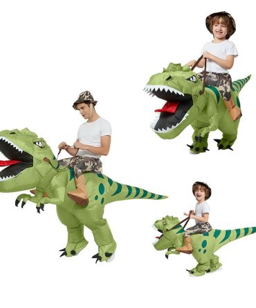 New Hot Sale Funny Child Adult Inflatable Riding Green Dinosaur Cosplay Costume Kids Fancy Dress Halloween Holiday Theme Party