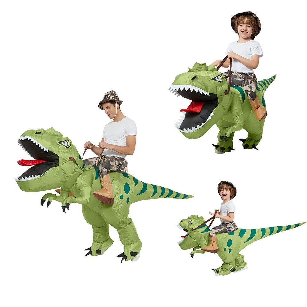 New Hot Sale Funny Child Adult Inflatable Riding Green Dinosaur Cosplay Costume Kids Fancy Dress Halloween Holiday Theme Party - Image 2
