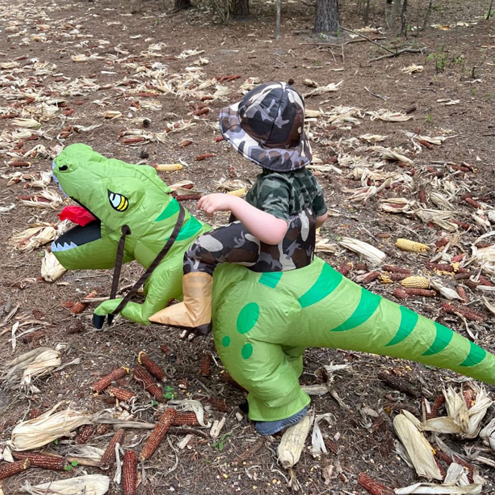 New Hot Sale Funny Child Adult Inflatable Riding Green Dinosaur Cosplay Costume Kids Fancy Dress Halloween Holiday Theme Party - Image 7