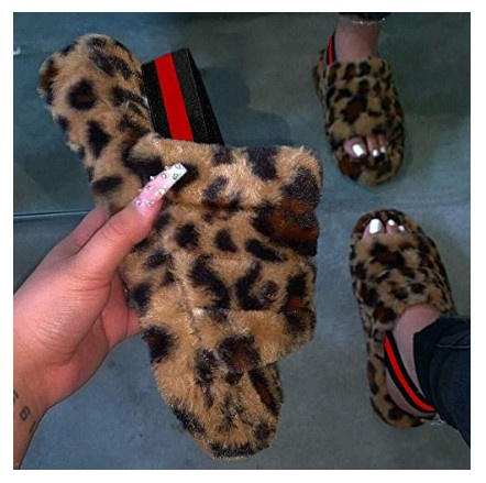 Women Fur Wedge Slippers with Ankle Elastic Band Open Toe Winter Slides Home Slipper Plush Slip-on Fluffy Warm Indoor Slippers Comfortable - Image 65