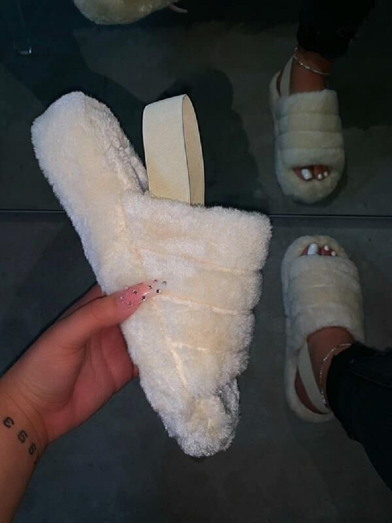 Women Fur Wedge Slippers with Ankle Elastic Band Open Toe Winter Slides Home Slipper Plush Slip-on Fluffy Warm Indoor Slippers Comfortable - Image 28