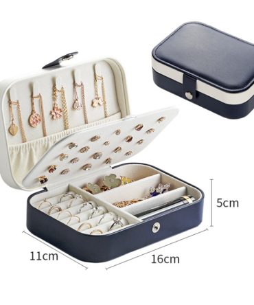 Portable Jewelry Box Jewelry Organizer Display Travel Jewelry Case Boxes Button Leather Storage Zipper Jewelers Joyero