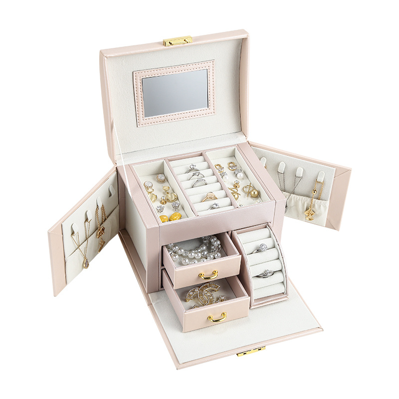 Casegrace Large Jewelry Box Organizer Girls PU Leather Drawer Jewellery Boxes Earrings Ring Necklace Jewelry Storage Case Casket - Image 17