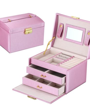 Casegrace Large Jewelry Box Organizer Girls PU Leather Drawer Jewellery Boxes Earrings Ring Necklace Jewelry Storage Case Casket