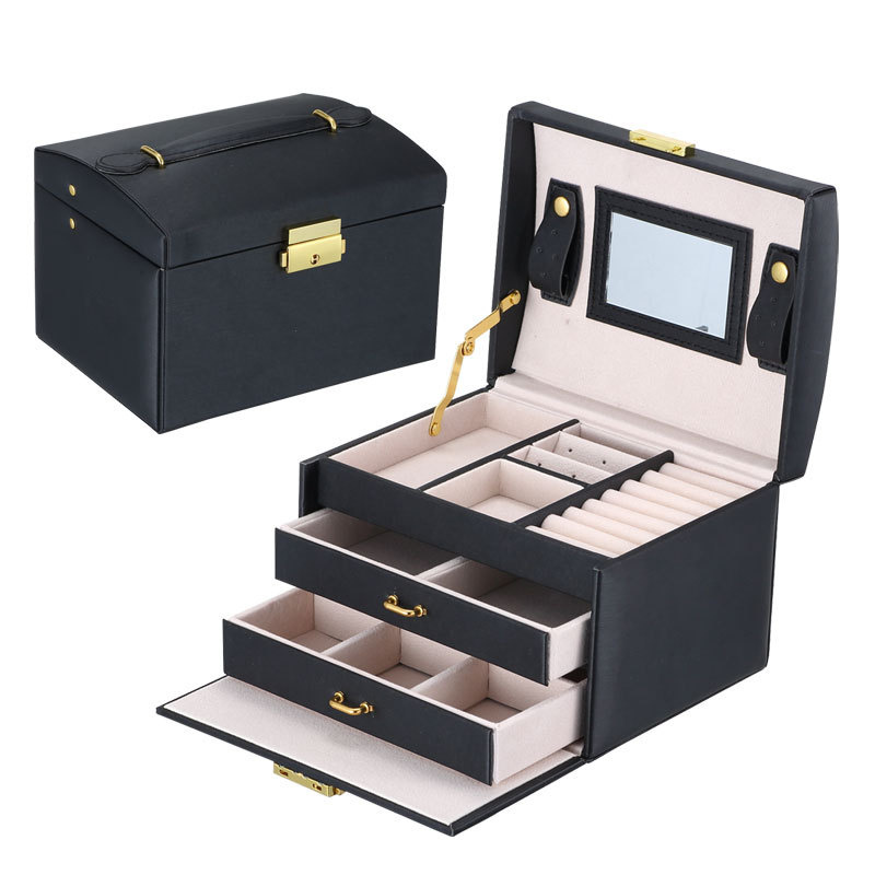 Casegrace Large Jewelry Box Organizer Girls PU Leather Drawer Jewellery Boxes Earrings Ring Necklace Jewelry Storage Case Casket - Image 5
