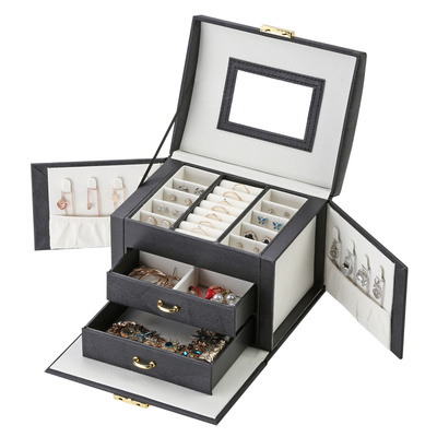 Casegrace Large Jewelry Box Organizer Girls PU Leather Drawer Jewellery Boxes Earrings Ring Necklace Jewelry Storage Case Casket - Image 9
