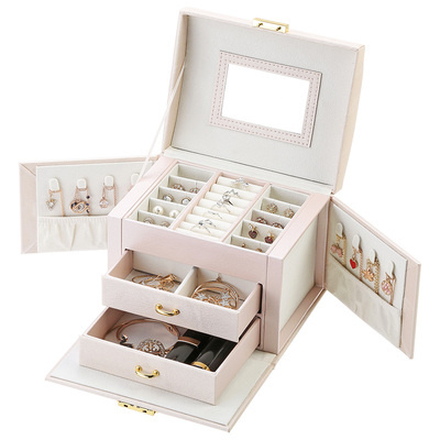 Casegrace Large Jewelry Box Organizer Girls PU Leather Drawer Jewellery Boxes Earrings Ring Necklace Jewelry Storage Case Casket - Image 7