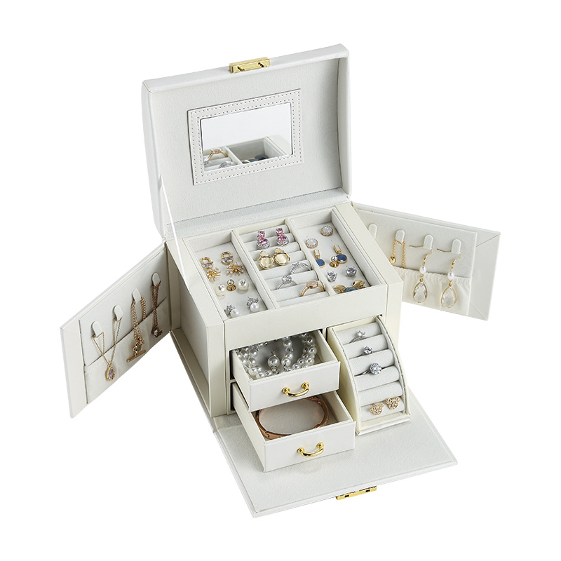 Casegrace Large Jewelry Box Organizer Girls PU Leather Drawer Jewellery Boxes Earrings Ring Necklace Jewelry Storage Case Casket - Image 11