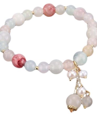 White Round Beads Stretch Bracelet Charm Bracelet Link Bracelet for Women