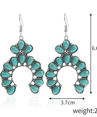 Cross border Amazon ethnic style earrings European and American turquoise vintage national style earrings set Bohemian earrings
