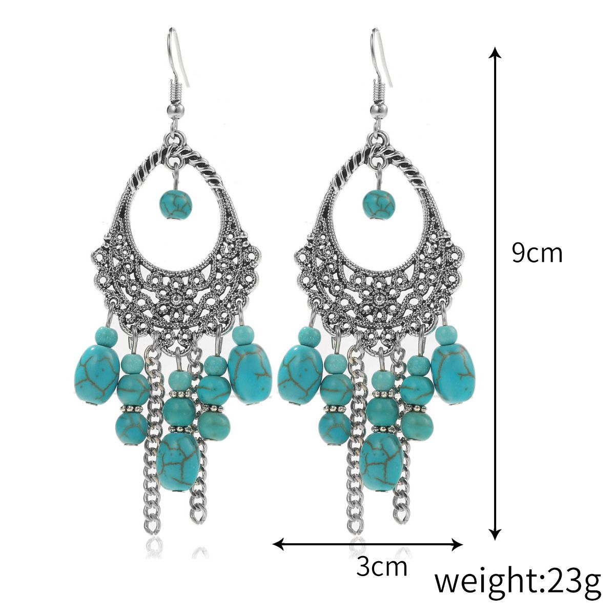 Cross border Amazon ethnic style earrings European and American turquoise vintage national style earrings set Bohemian earrings - Image 2