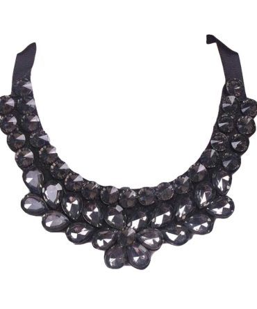 [Black Flower] Women Acrylic False Collar Removable Fake Collars Choker Necklace