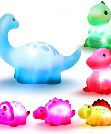 6 Pcs/Pack Dinosaur Bath Toys Light-UpFloating Bath Toys Set For Baby Toddlers Kids; Birthday Easter Christmas Shower Pool Bath Toys; Boys Girls Children Preschool Bathtub Bathroom Toy