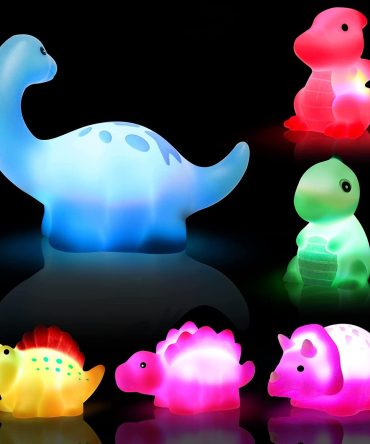 6 Pcs/Pack Dinosaur Bath Toys Light-UpFloating Bath Toys Set For Baby Toddlers Kids; Birthday Easter Christmas Shower Pool Bath Toys; Boys Girls Children Preschool Bathtub Bathroom Toy