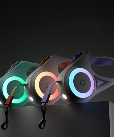 Retractable Dog Leash With LED Flash Light; Adjustable Tractor Rope For Outdoor; No Batteries; length 3m